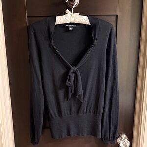Banana republic, silk and rabbit hair Black Tie-Front Sweater